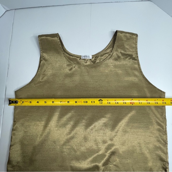 THAI SILK Women's  Beautiful Tank Top Shirt Bronze Gold Size Large - Picture 4 of 10